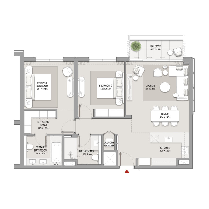 2 Bedroom Floorplan